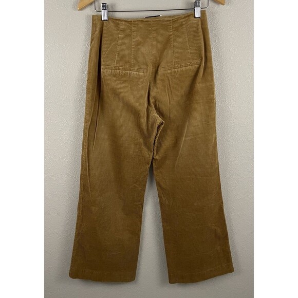 Veronica Beard Womens 4 Diva Khaki Corduroy Pant High Rise Wide Leg Crop Pant - Picture 5 of 7